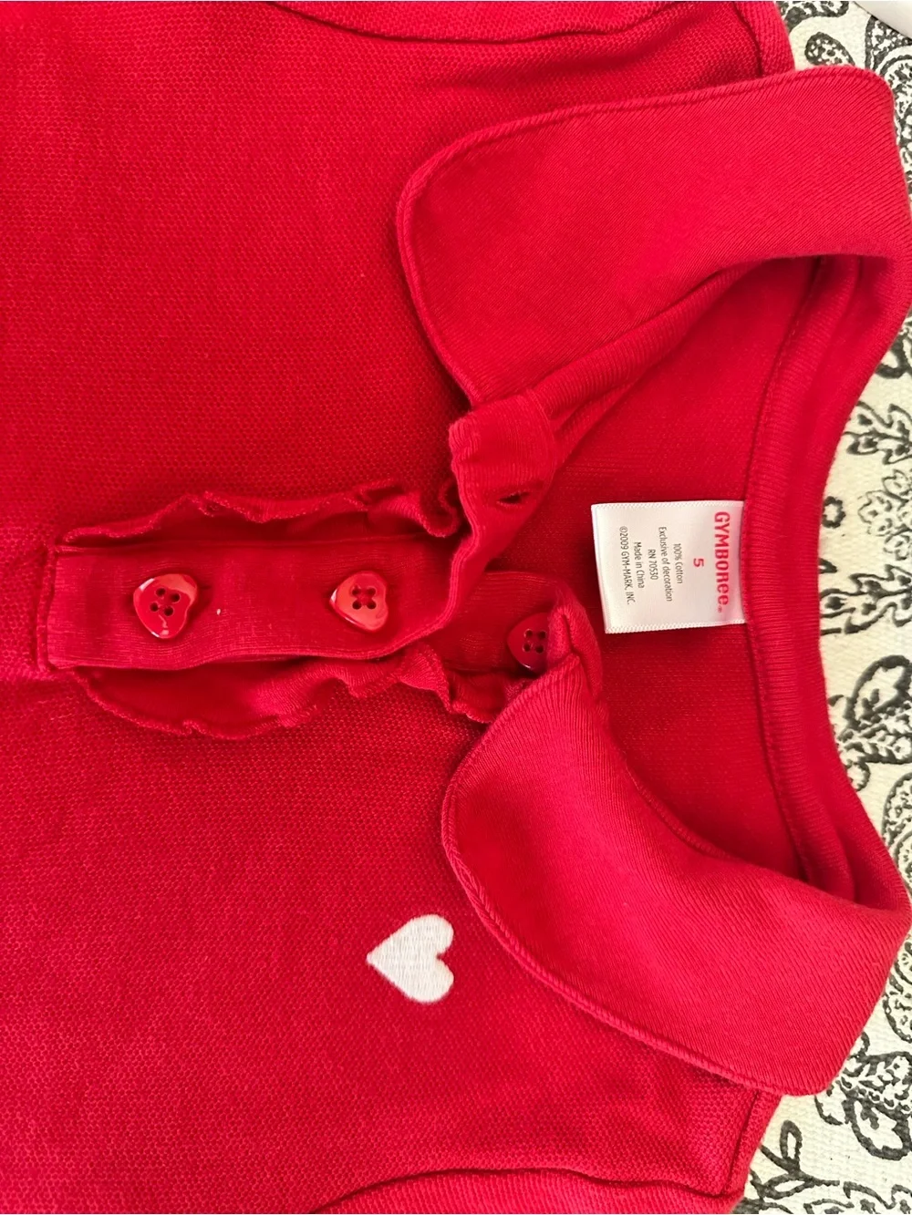 Gymboree Bright Red Polo Dress with White Heart